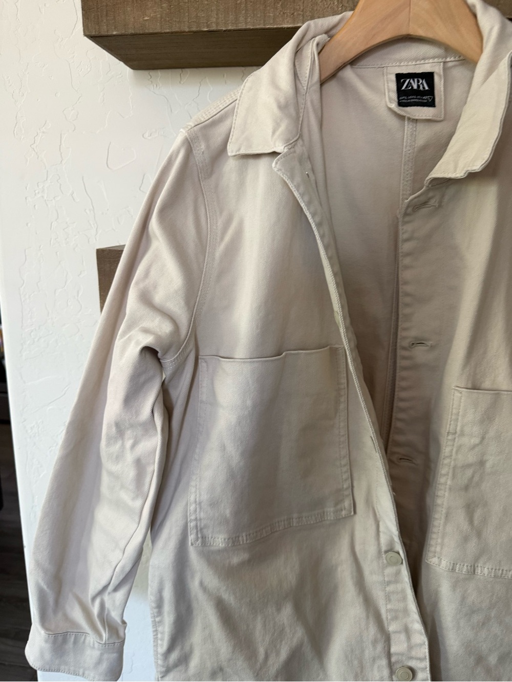 Zara|Canvas denim chore jacket in Off-White ,Workwear Shirt Jacket/anorak•LARGE - Picture 9 of 16